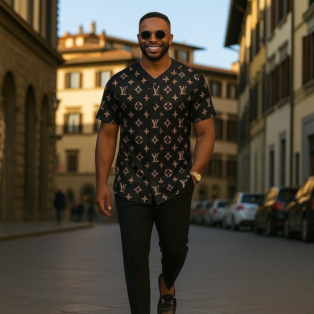 Louis Vuitton Gold Monogram Baseball Jersey