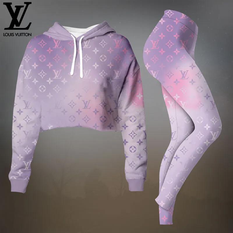 Louis Vuitton Gradient Monogram Crop-Top T-Shirt and Leggings Set - Modern Elegance
