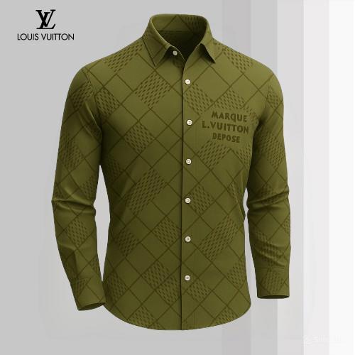 Louis Vuitton Green Argyle Pattern Long Sleeves Shirt