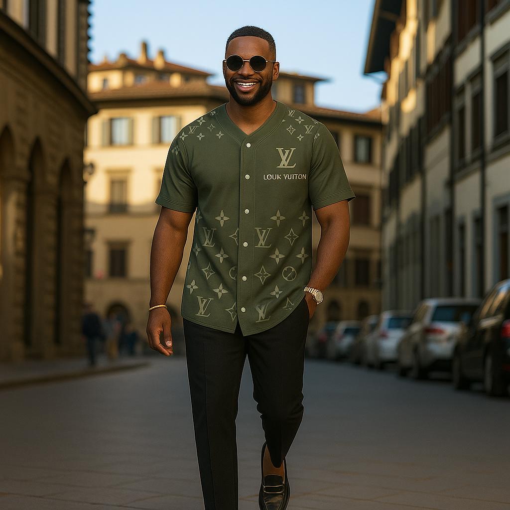 Louis Vuitton Green Monogram Baseball Jersey