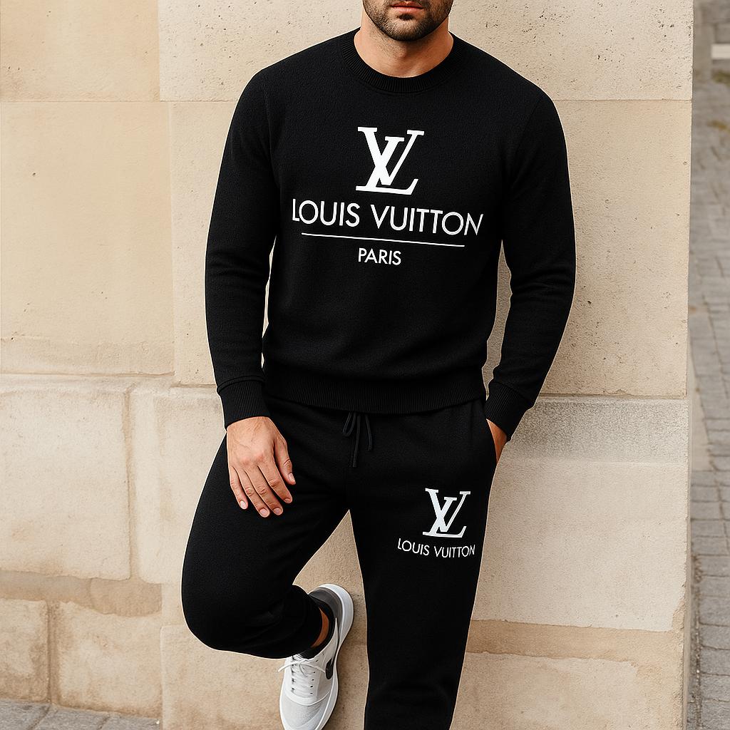 Louis Vuitton Iconic Black Sweater And Pants Set