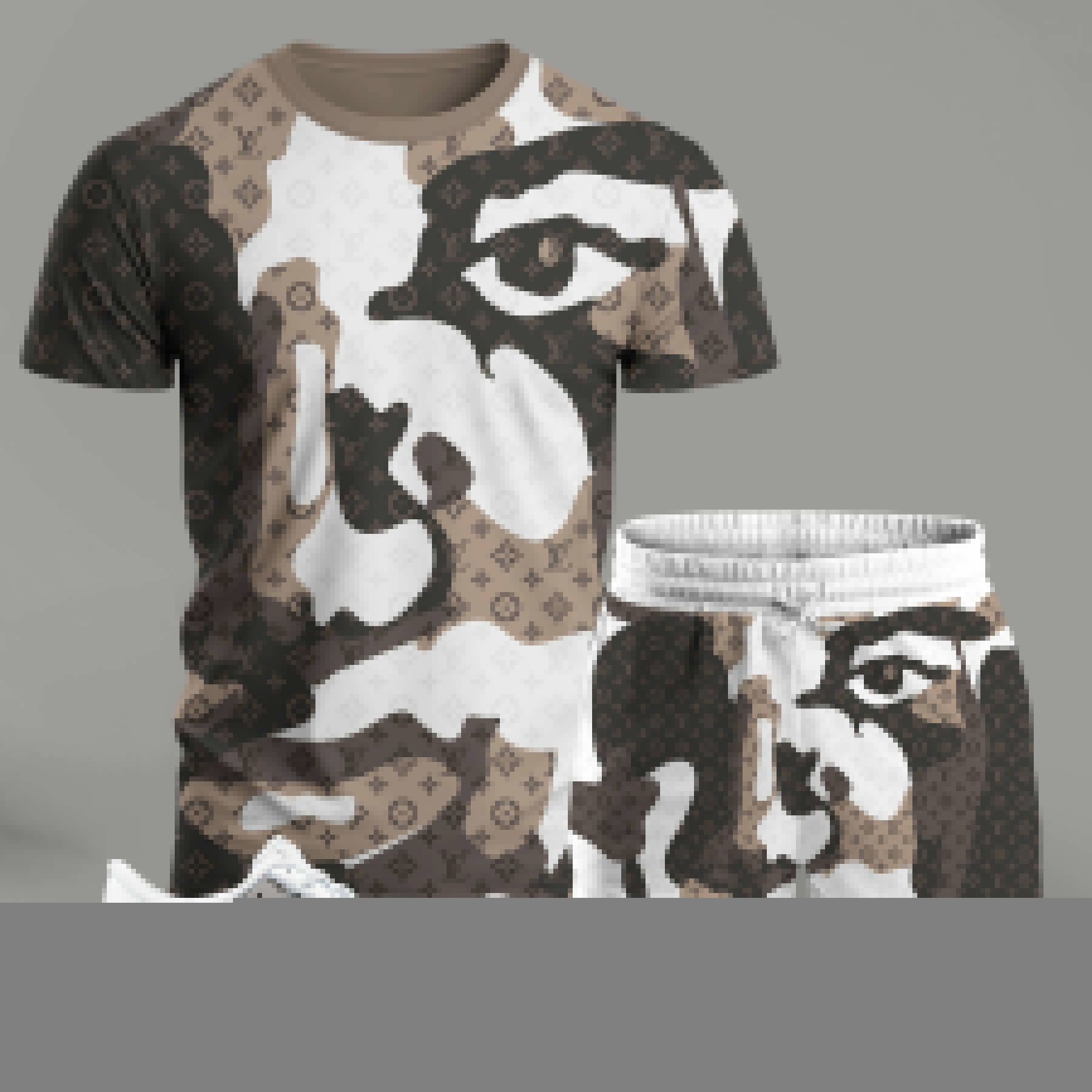 Louis Vuitton Iconic Brown Monogram T-Shirt and Shorts Set