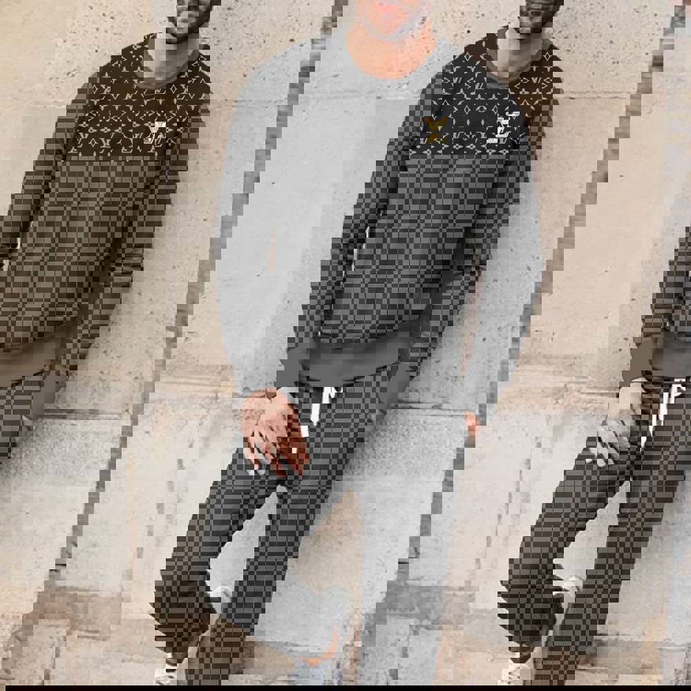 Louis Vuitton Iconic Checkered Sweater And Pants Set