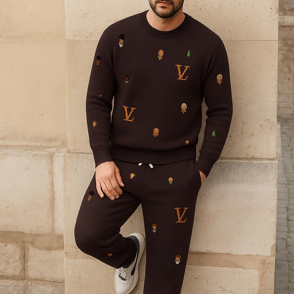 Louis Vuitton Iconic Embroidery Sweater And Pants Set - Modern Elegance