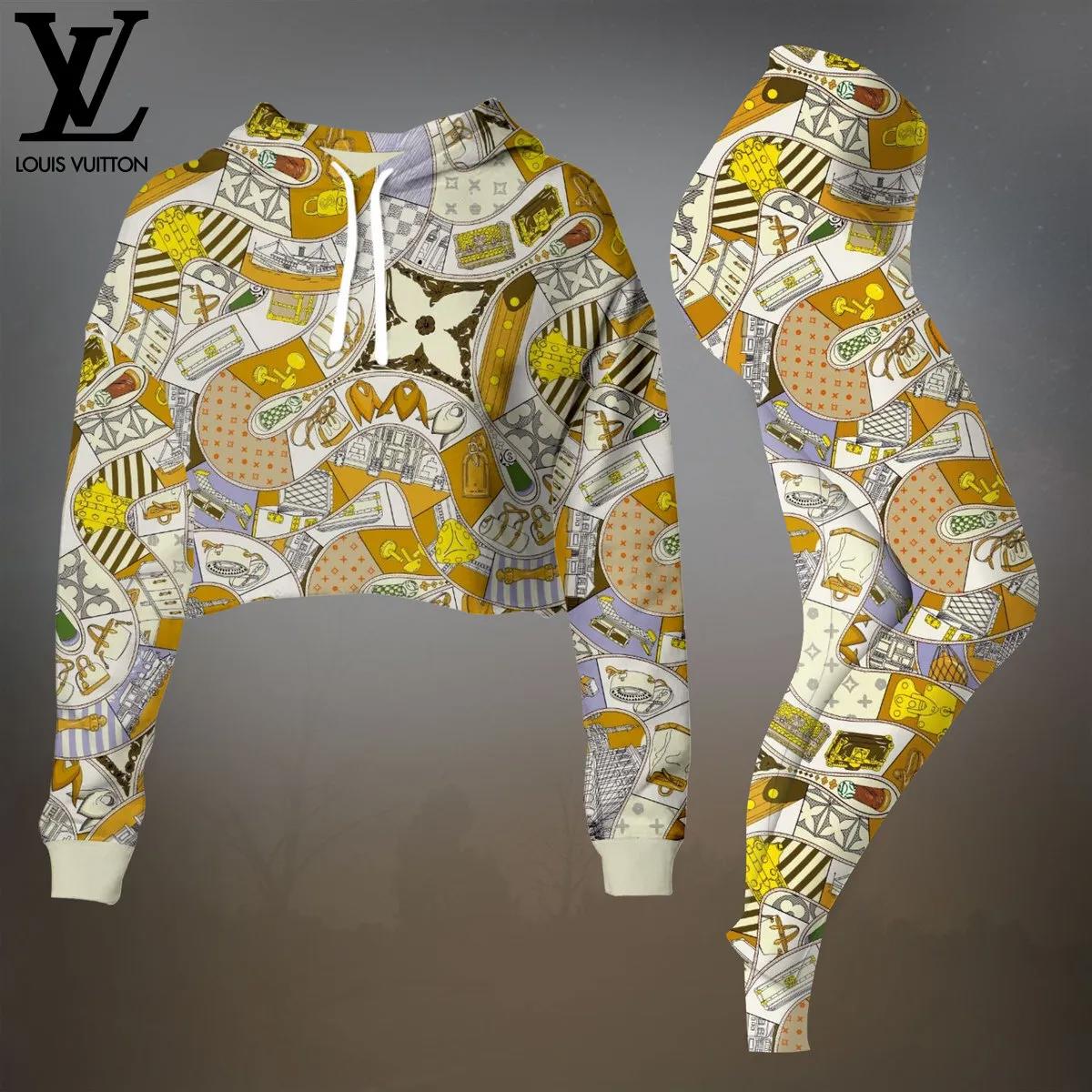 Louis Vuitton Iconic Limited Edition Crop-Top T-Shirt and Leggings Set - Luxe Artisanal Style