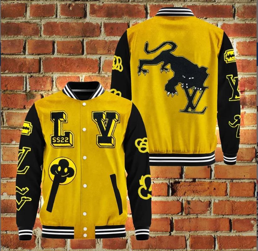 Louis Vuitton Iconic Monogram Black and Yellow Varsity Jacket