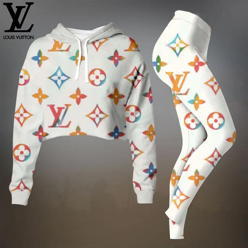 Louis Vuitton Iconic Monogram Crop-Top T-Shirt and Leggings Set | Chic & Bold
