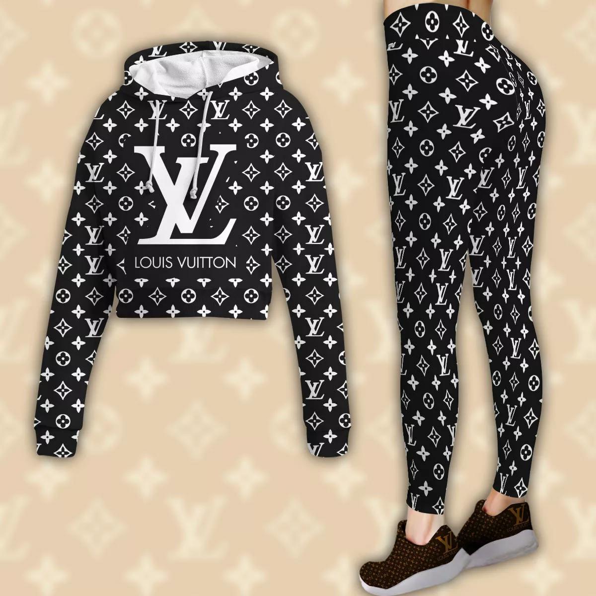 Louis Vuitton Iconic Monogram Cropped Hoodie and Leggings Set