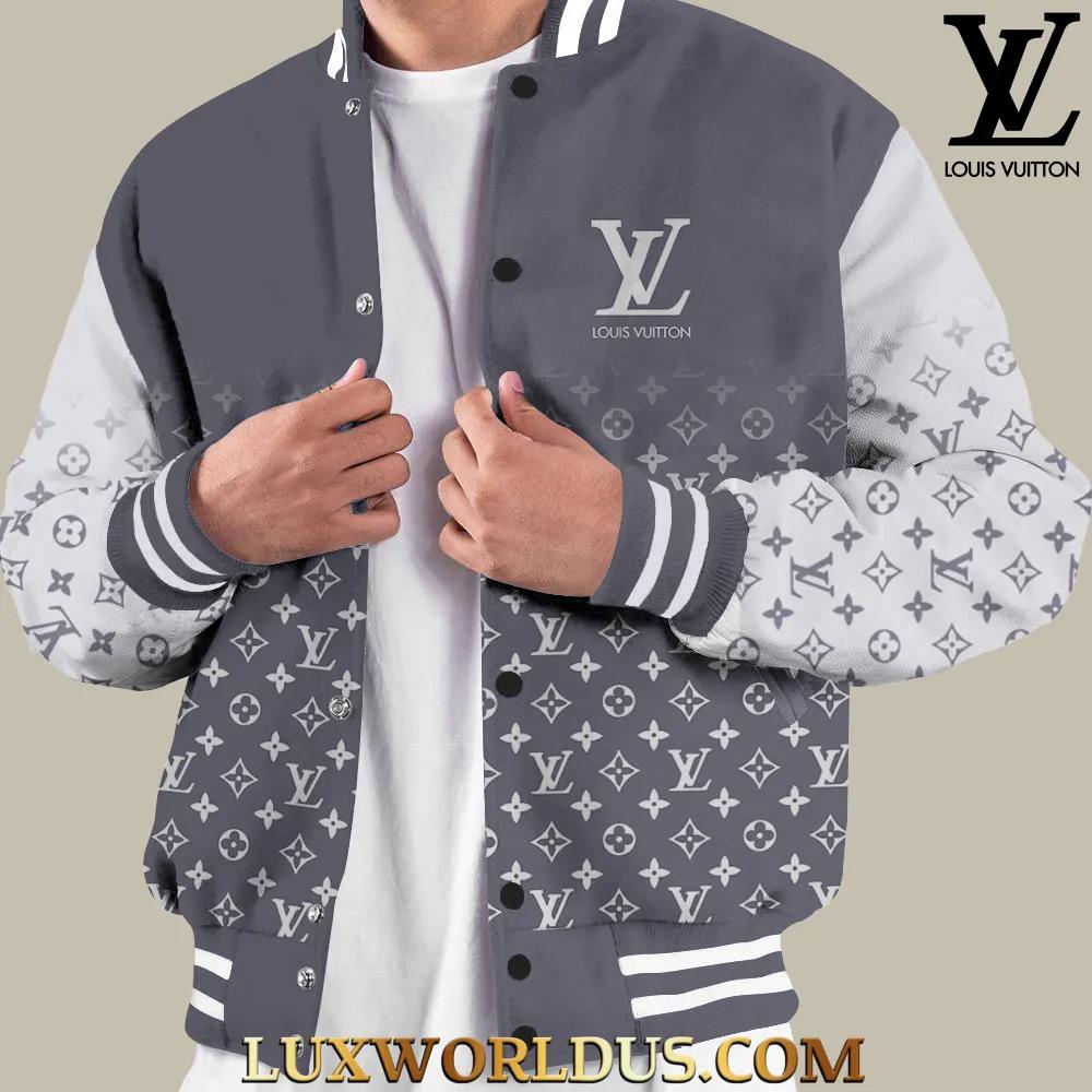 Louis Vuitton Iconic Monogram Grey and White Varsity Jacket