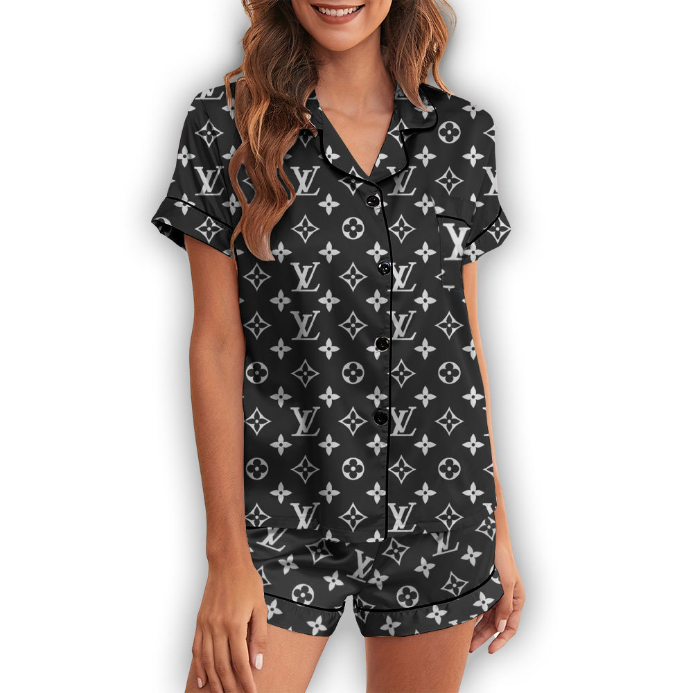 Louis Vuitton Iconic Monogram Pajamas Short Set Black and White