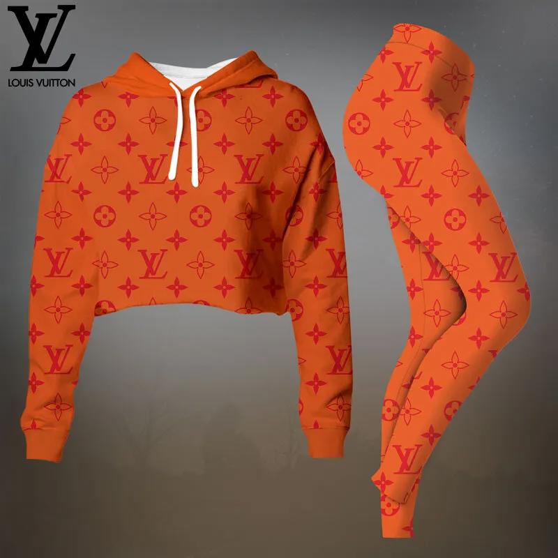 Louis Vuitton Iconic Orange and Red Monogram Hoodie Set