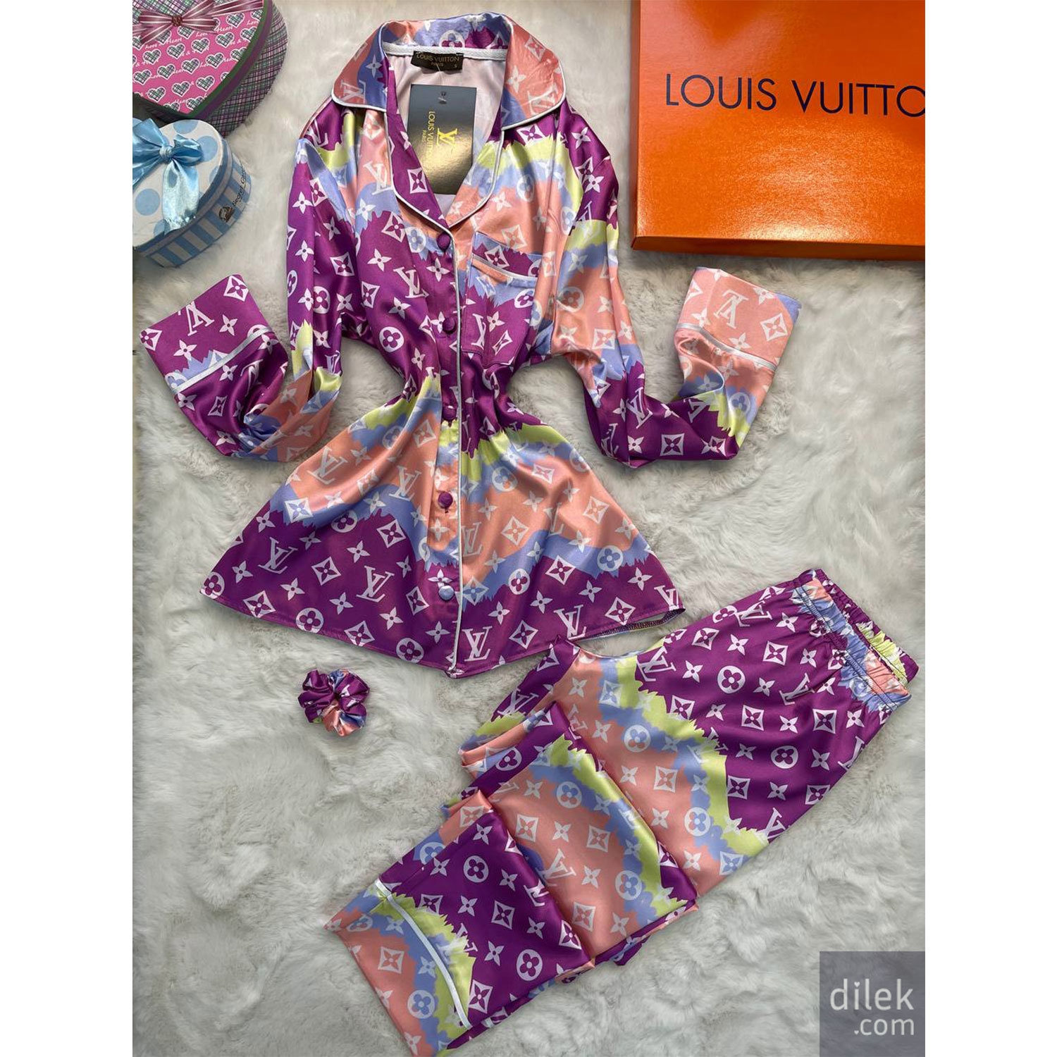 Louis Vuitton Iconic Satin Purple Pajama Set
