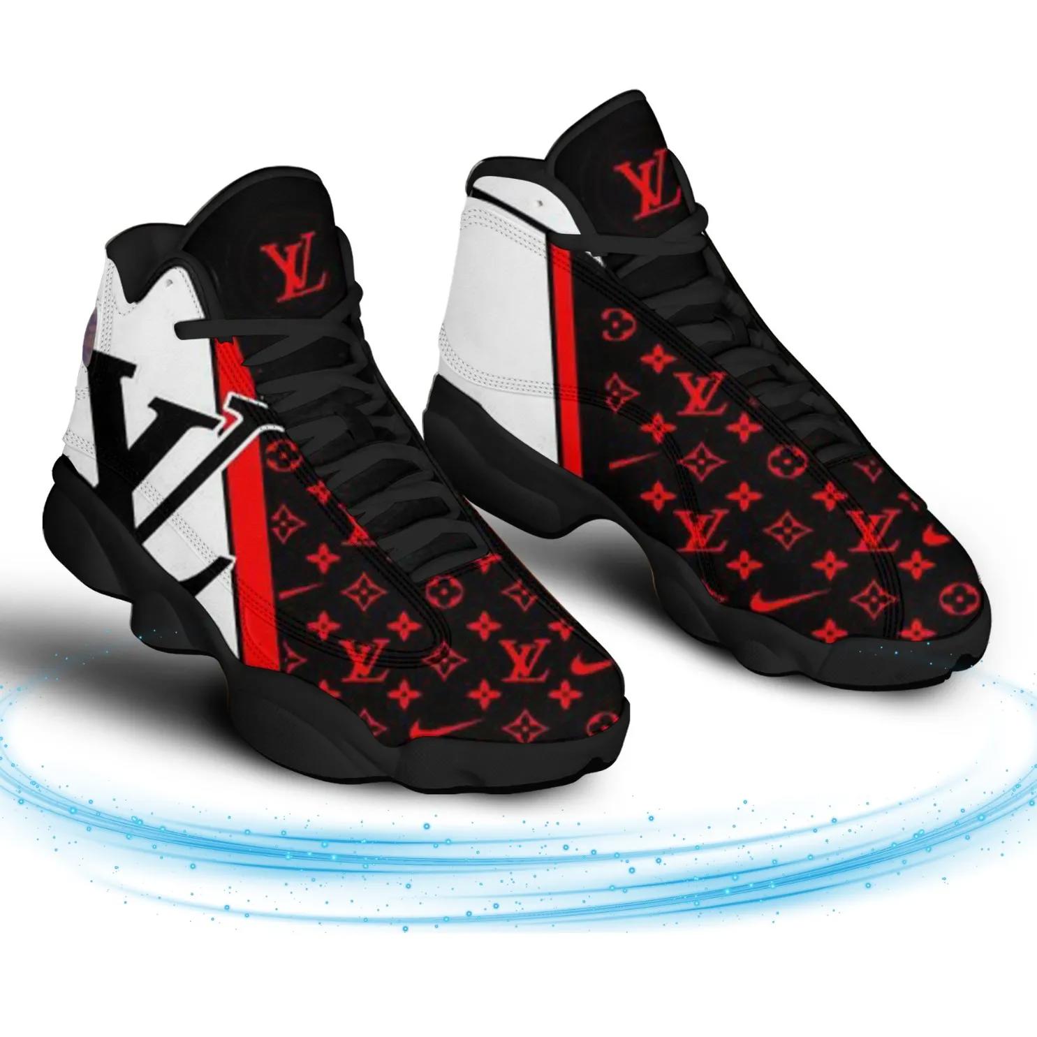 Louis Vuitton Luxe Jordan 13 Sneaker High Top Red and Black