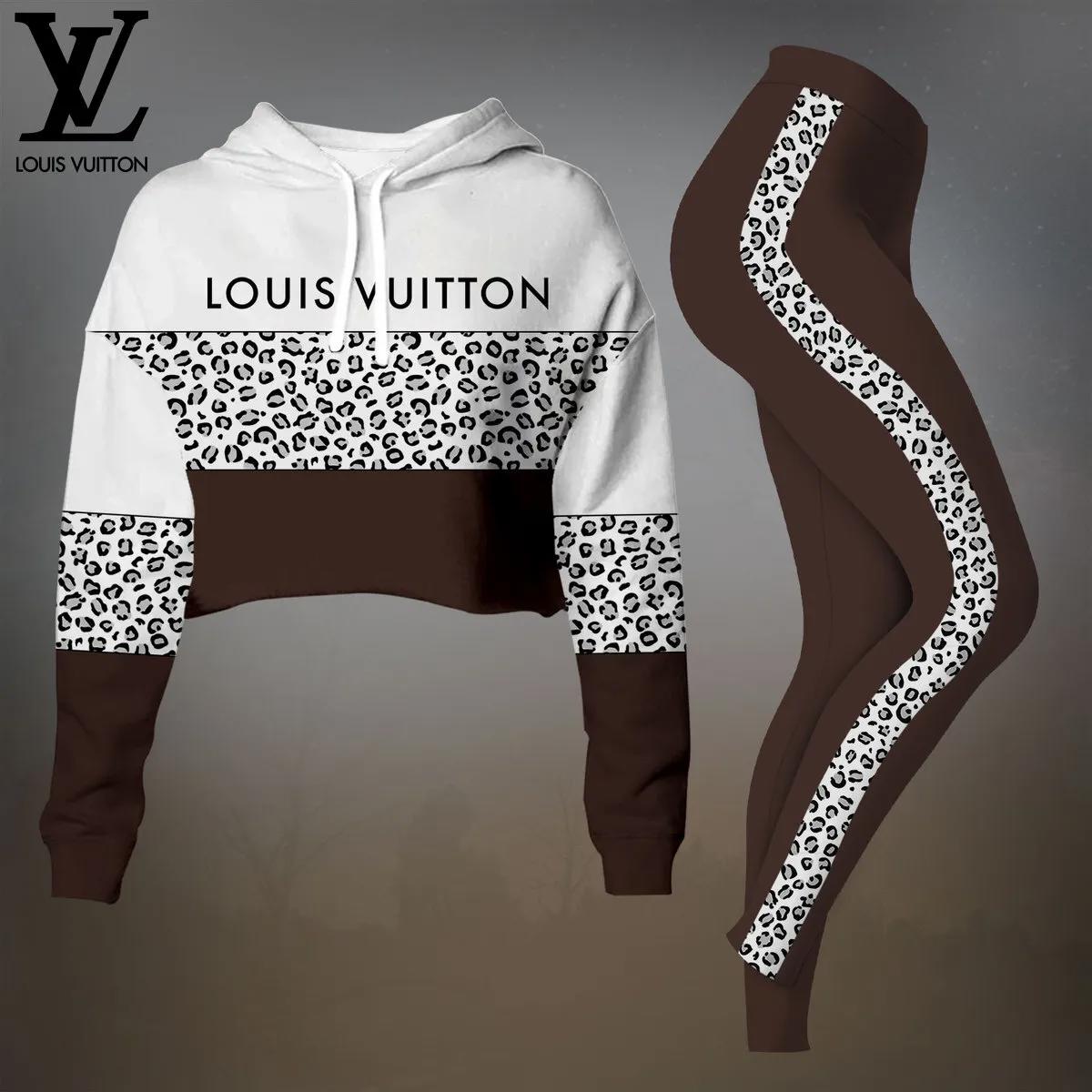 Louis Vuitton Luxe Leopard Print Crop-Top T-Shirt and Leggings Set