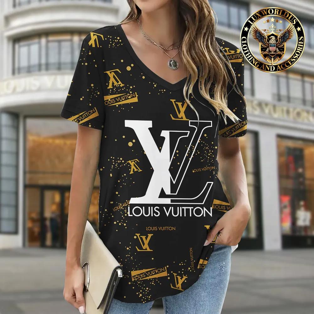 Louis Vuitton Luxury Statement T-Shirt Black and Gold