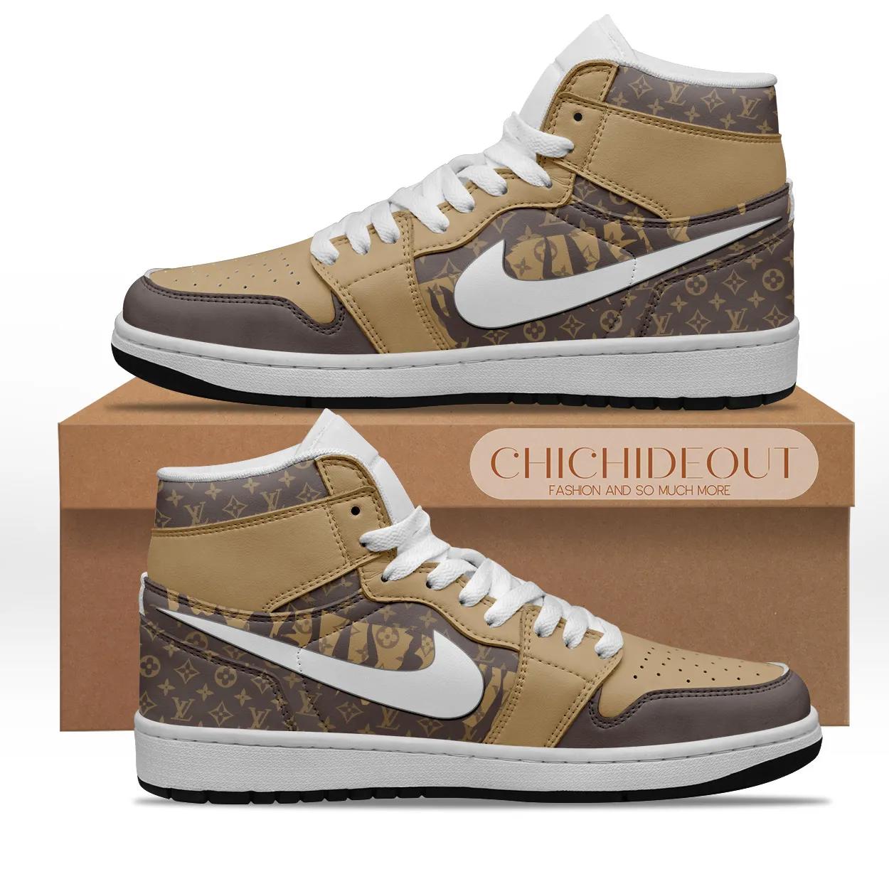 Louis Vuitton Monogram Air Jordan 1 High Top Sneakers