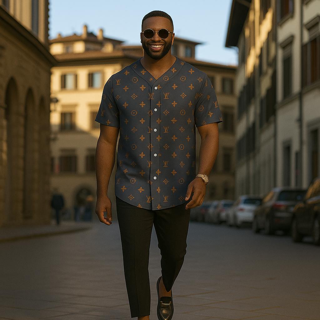 Louis Vuitton Monogram Baseball Jersey Navy and Chic