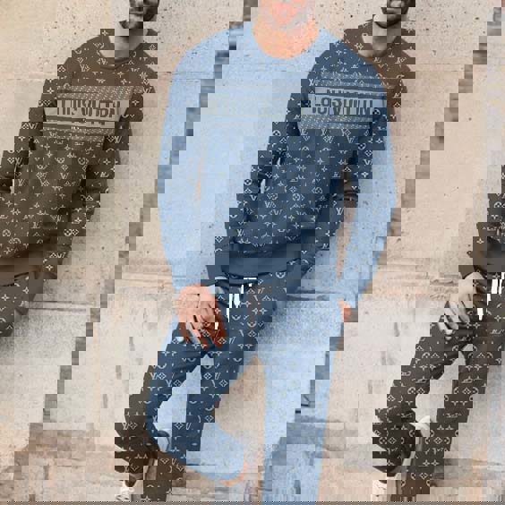 Louis Vuitton Monogram Blue Sweater And Pants Set