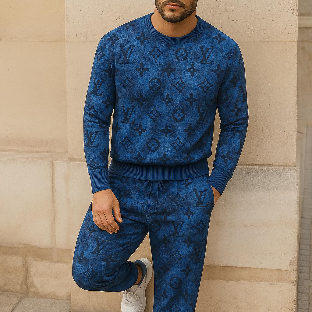 Louis Vuitton Monogram Blue Sweater And Pants Set | Modern Statement Piece