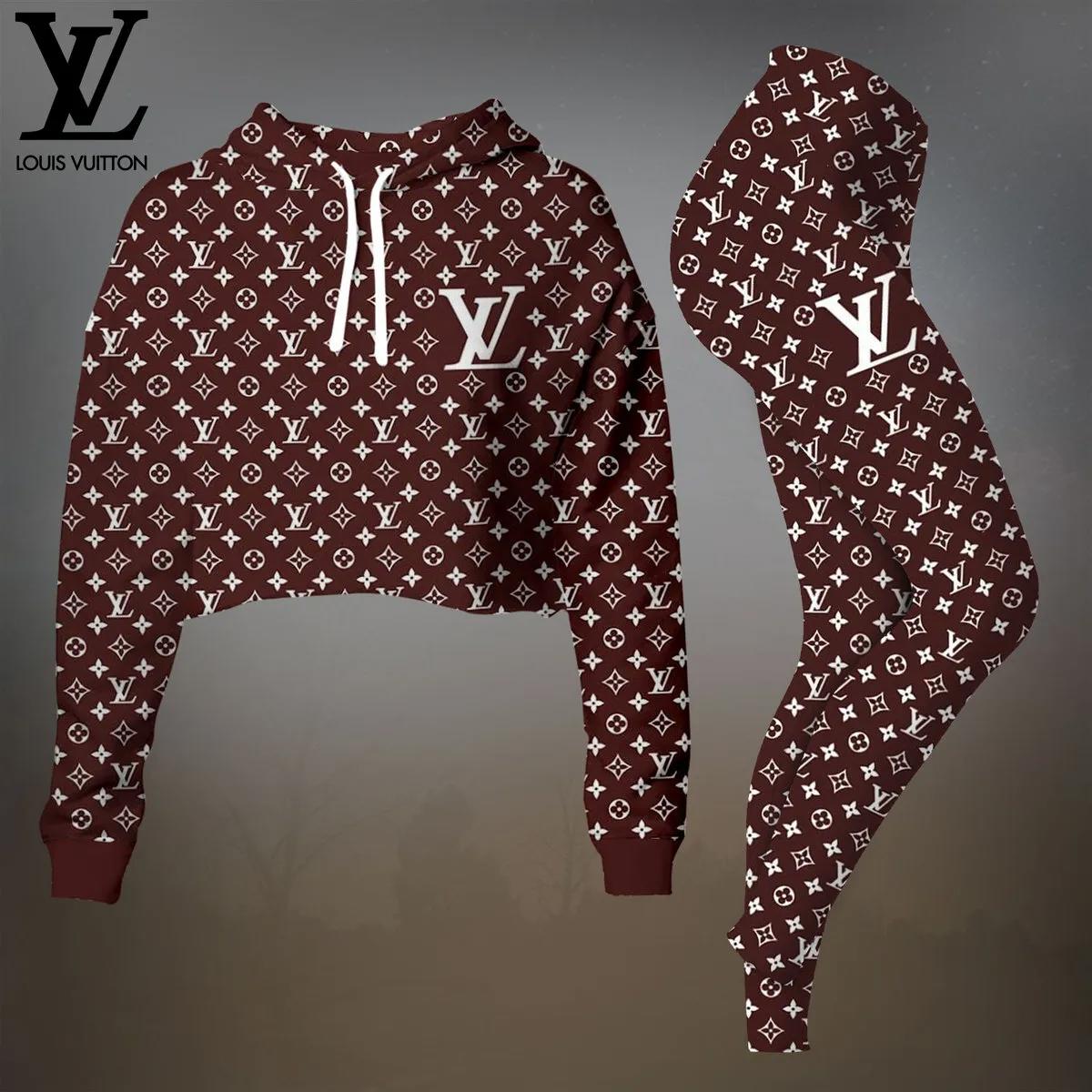 Louis Vuitton Monogram Crop Jogger Set Maroon and Luxurious Comfort