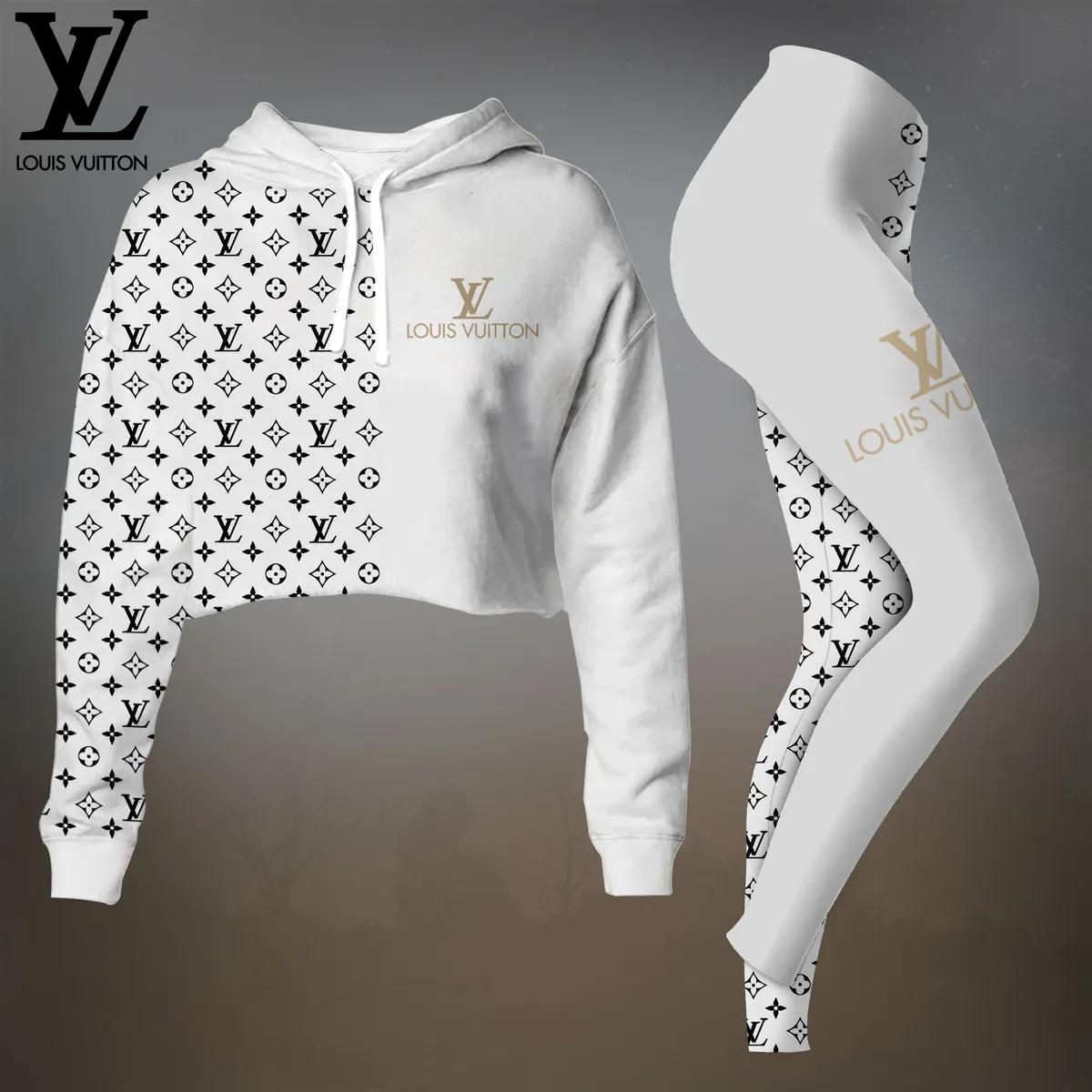 Louis Vuitton Monogram Crop-Top T-Shirt and Leggings Set - Chic Premium Edition