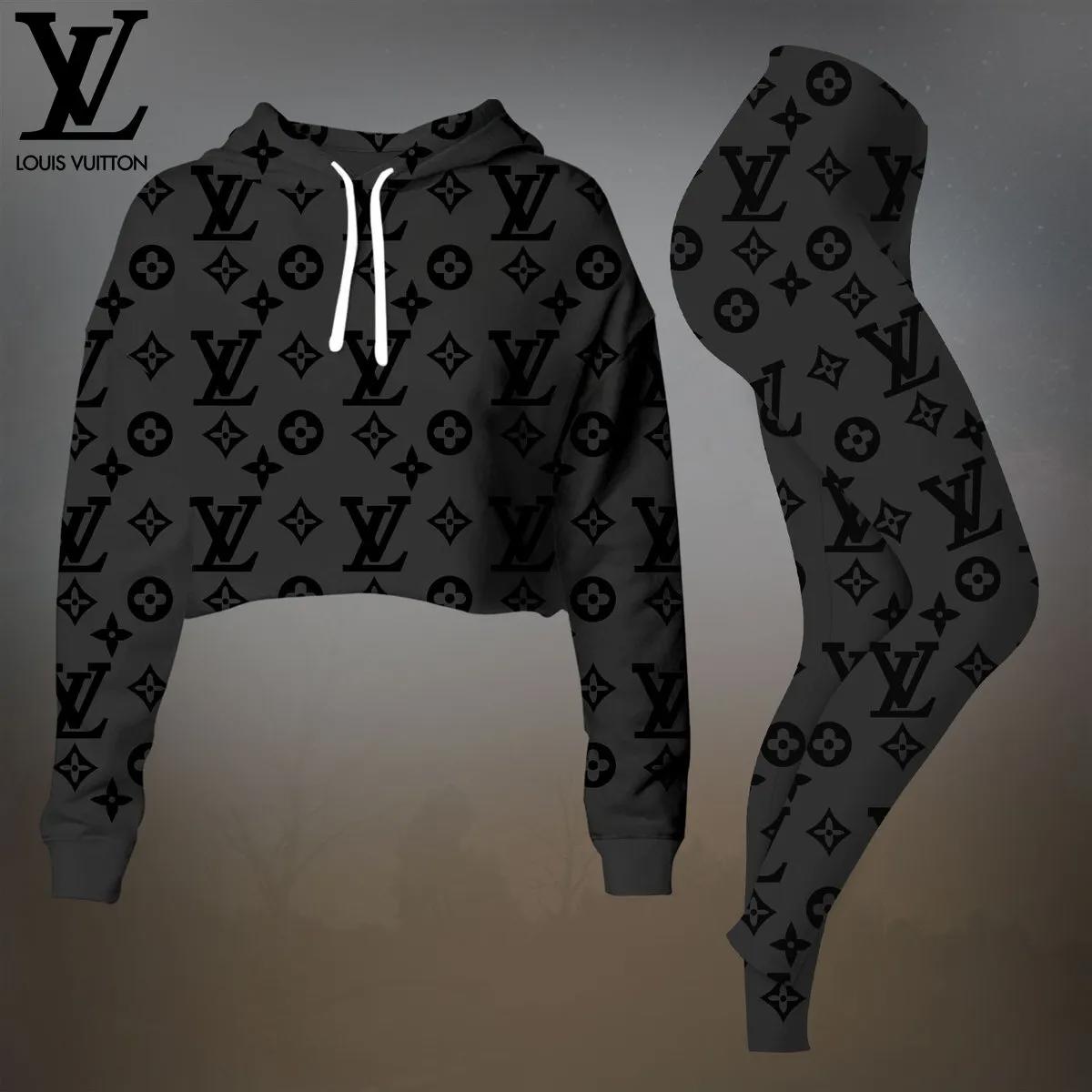 Louis Vuitton Monogram Crop-Top T-Shirt and Leggings Set - Modern Minimalist Style