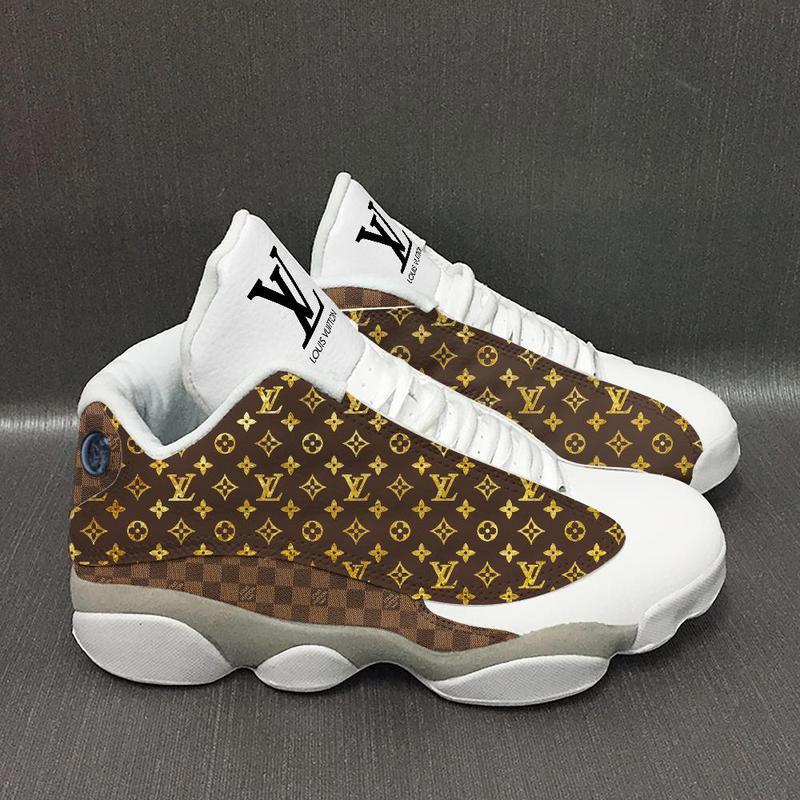 Louis Vuitton Monogram Jordan 13 Sneaker Premium Style Brown and White