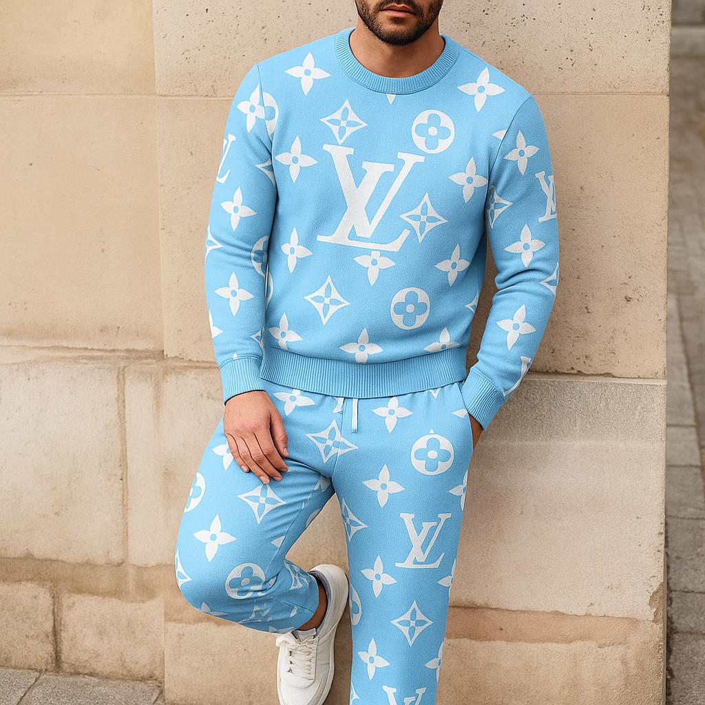 Louis Vuitton Monogram Light Blue Sweater And Pants Set - Modern Luxury Edition