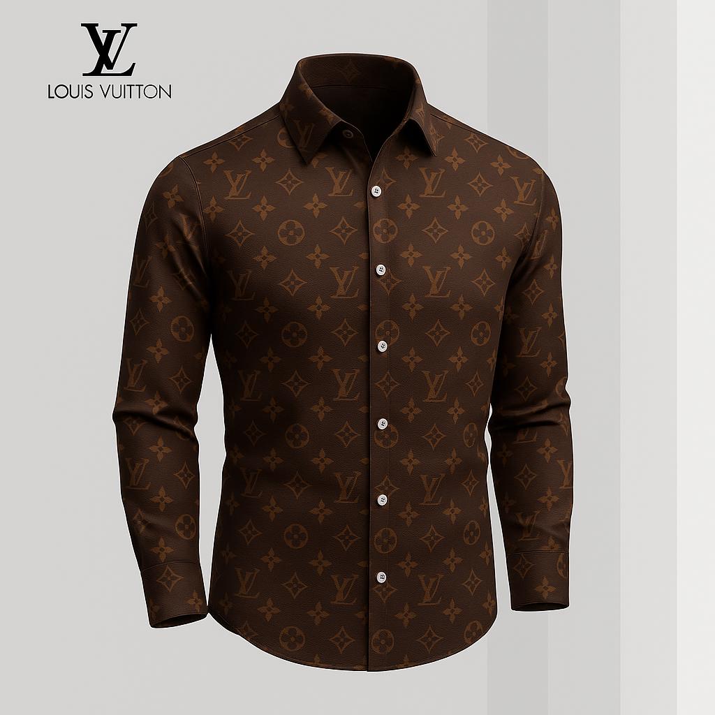 Louis Vuitton Monogram Luxe Brown Long Sleeves Shirt