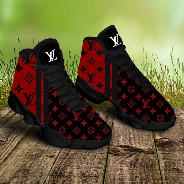 Louis Vuitton Monogram Red Leather Jordan 13 Sneaker Modern Style