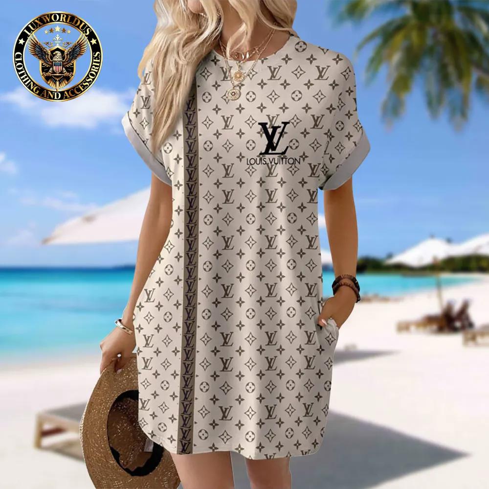 Louis Vuitton Monogram Sleeve Pocket Dress in Ecru