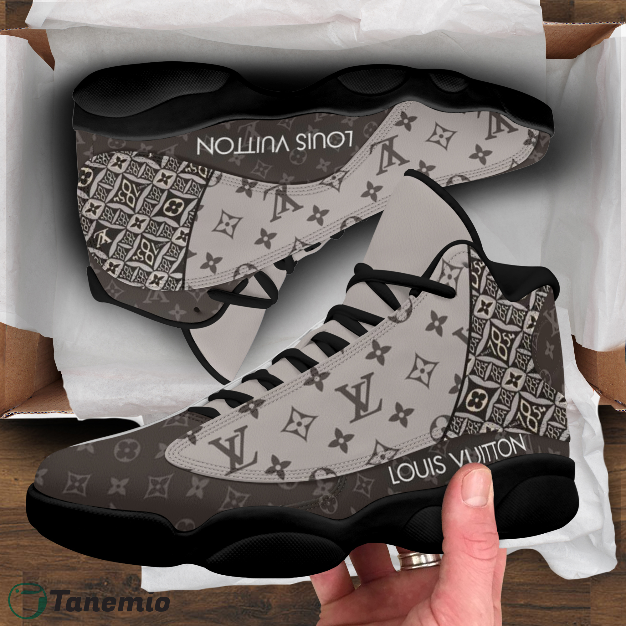 Louis Vuitton Monogram Sneaker Jordan 13 Stylish Grey and Black