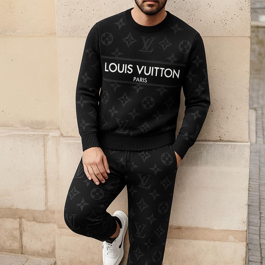 Louis Vuitton Monogram Sweater And Pants Set | Black and Elegant