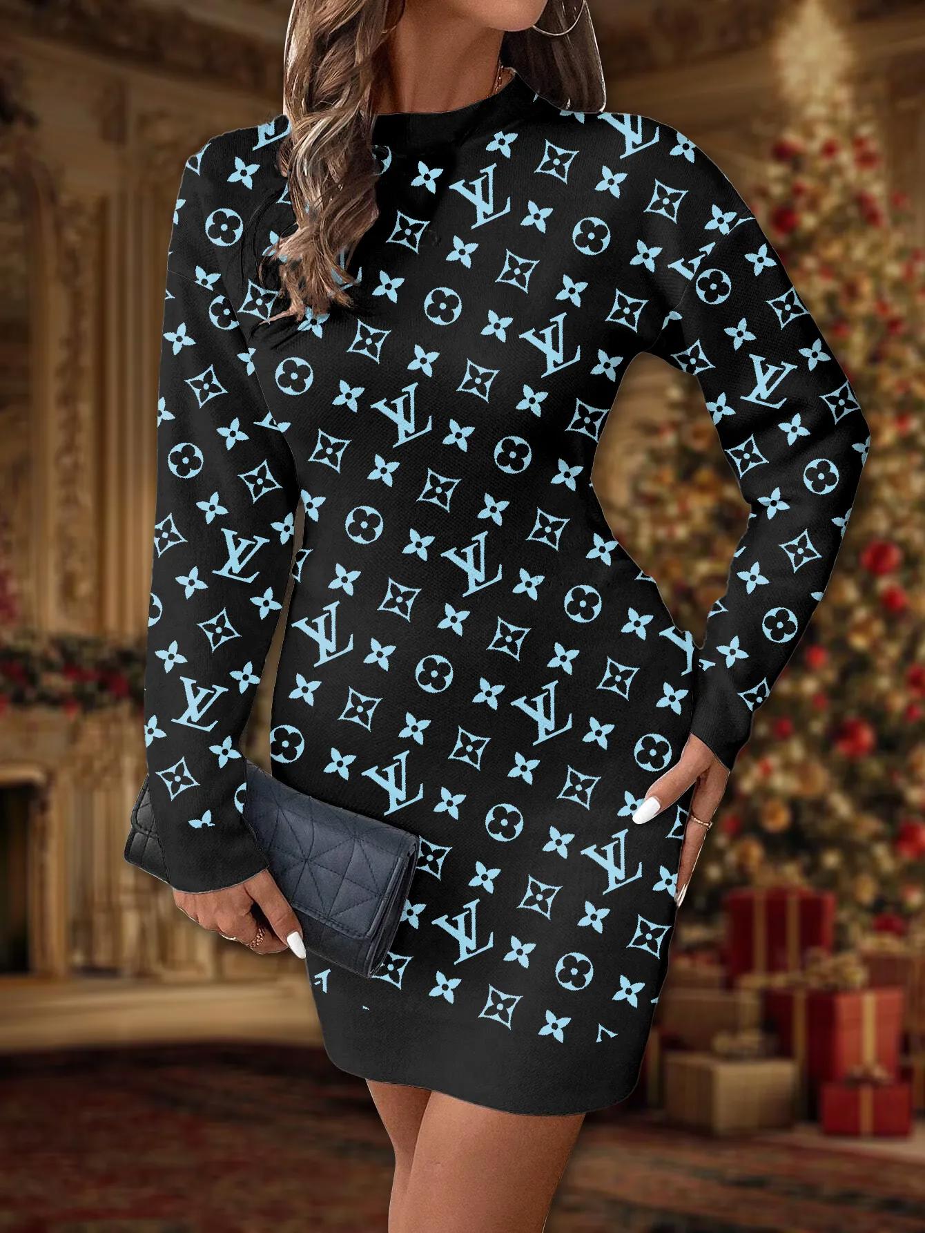Louis Vuitton Monogram Sweater Dress Black & Blue