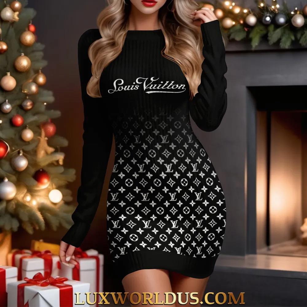 Louis Vuitton Monogram Sweater Dress Black Chic and Luxurious
