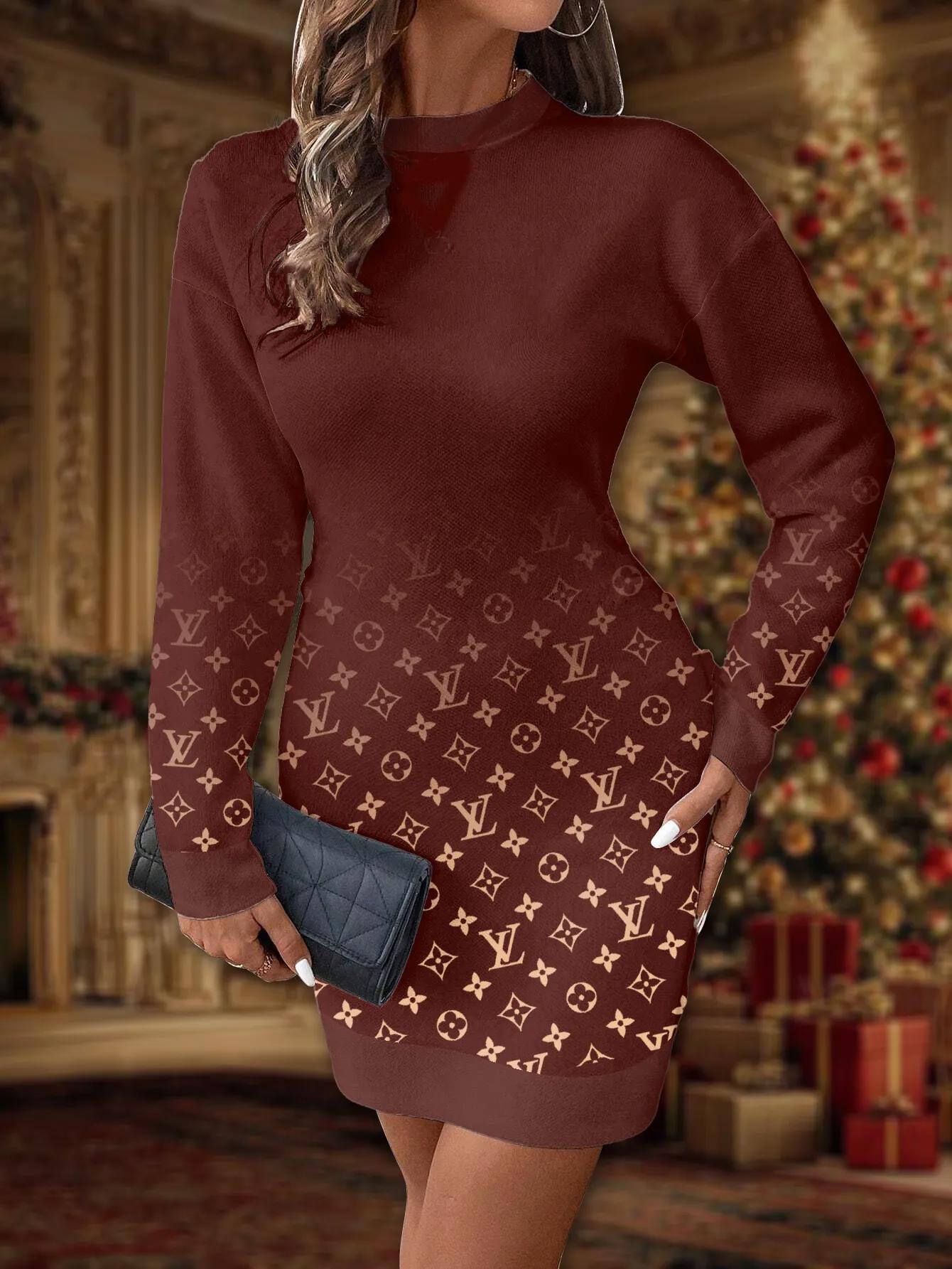 Louis Vuitton Monogram Sweater Dress Chic Holiday Elegance