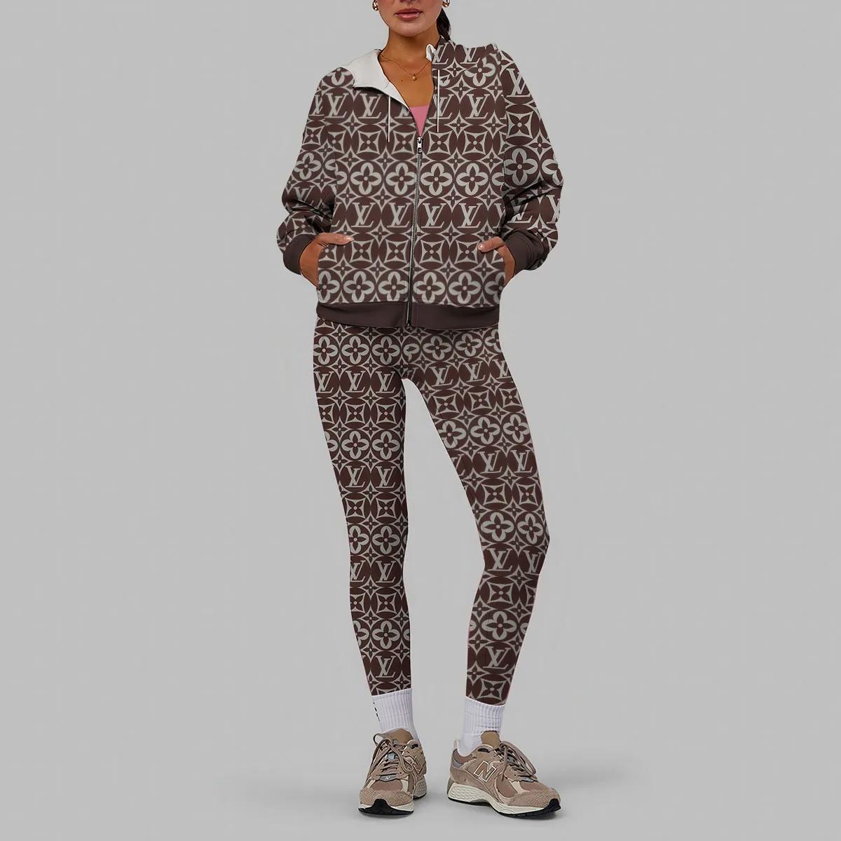 Louis Vuitton Monogram Tracksuit Set Brown and White