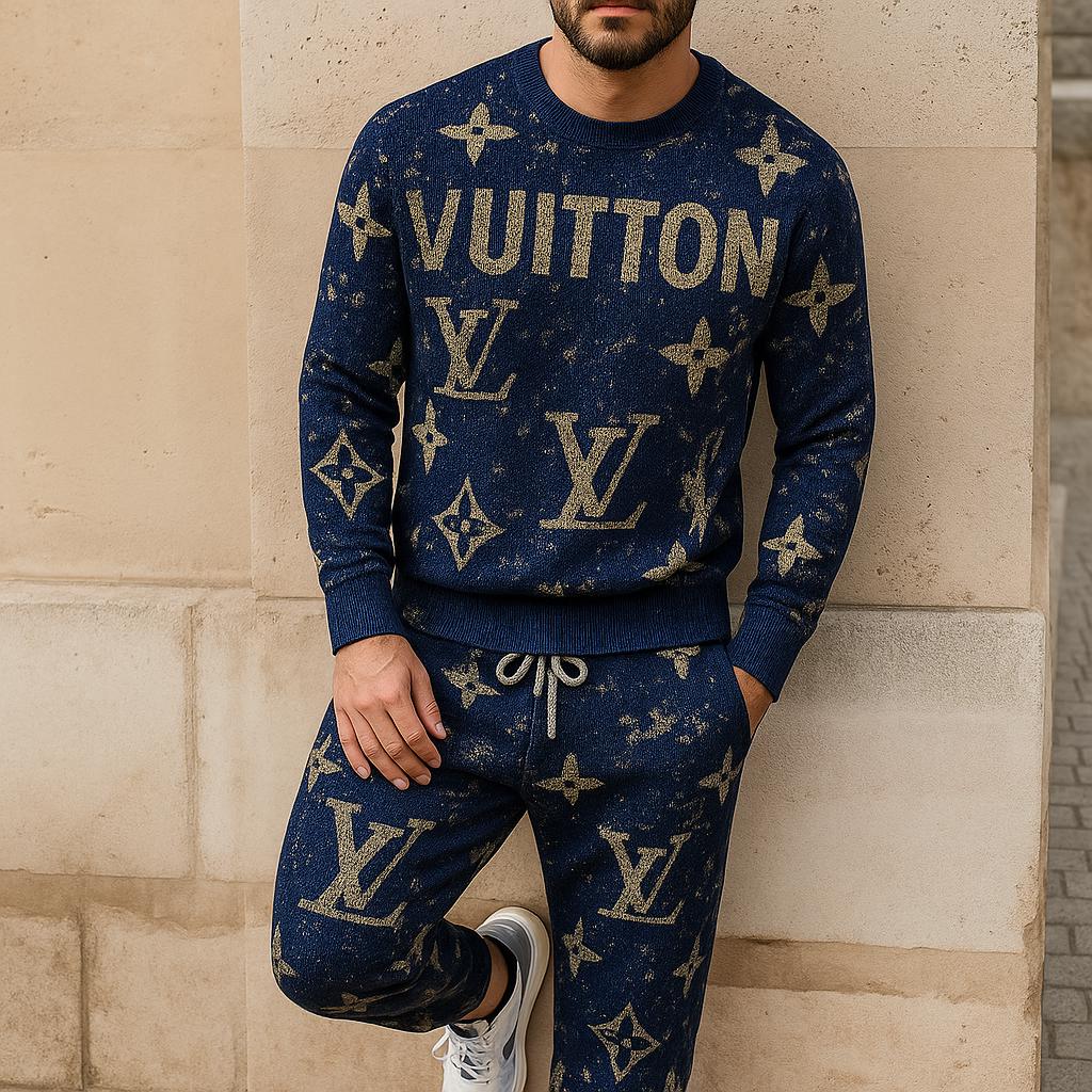 Louis Vuitton Navy Statement Sweater And Pants Set