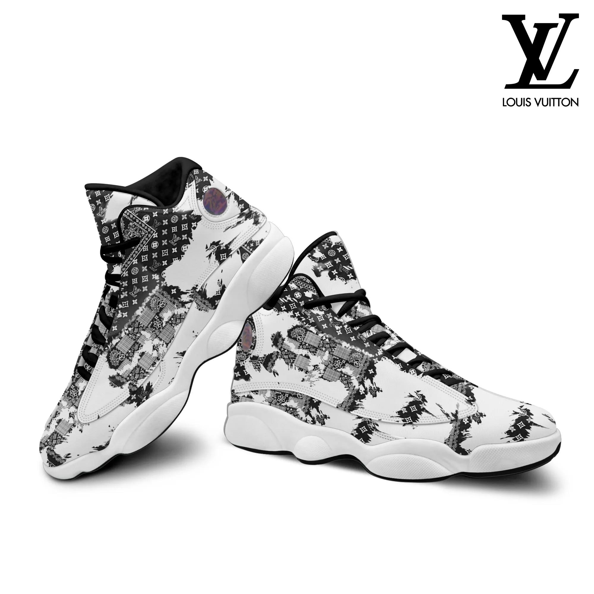 Louis Vuitton Premium High-Top Jordan 13 Sneaker with Bold Monogram Print