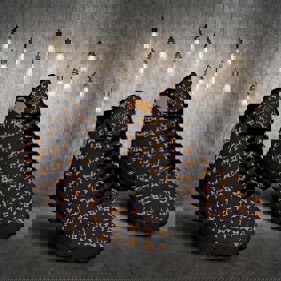 Louis Vuitton Premium Statement Jordan 13 Sneaker Black and Gold