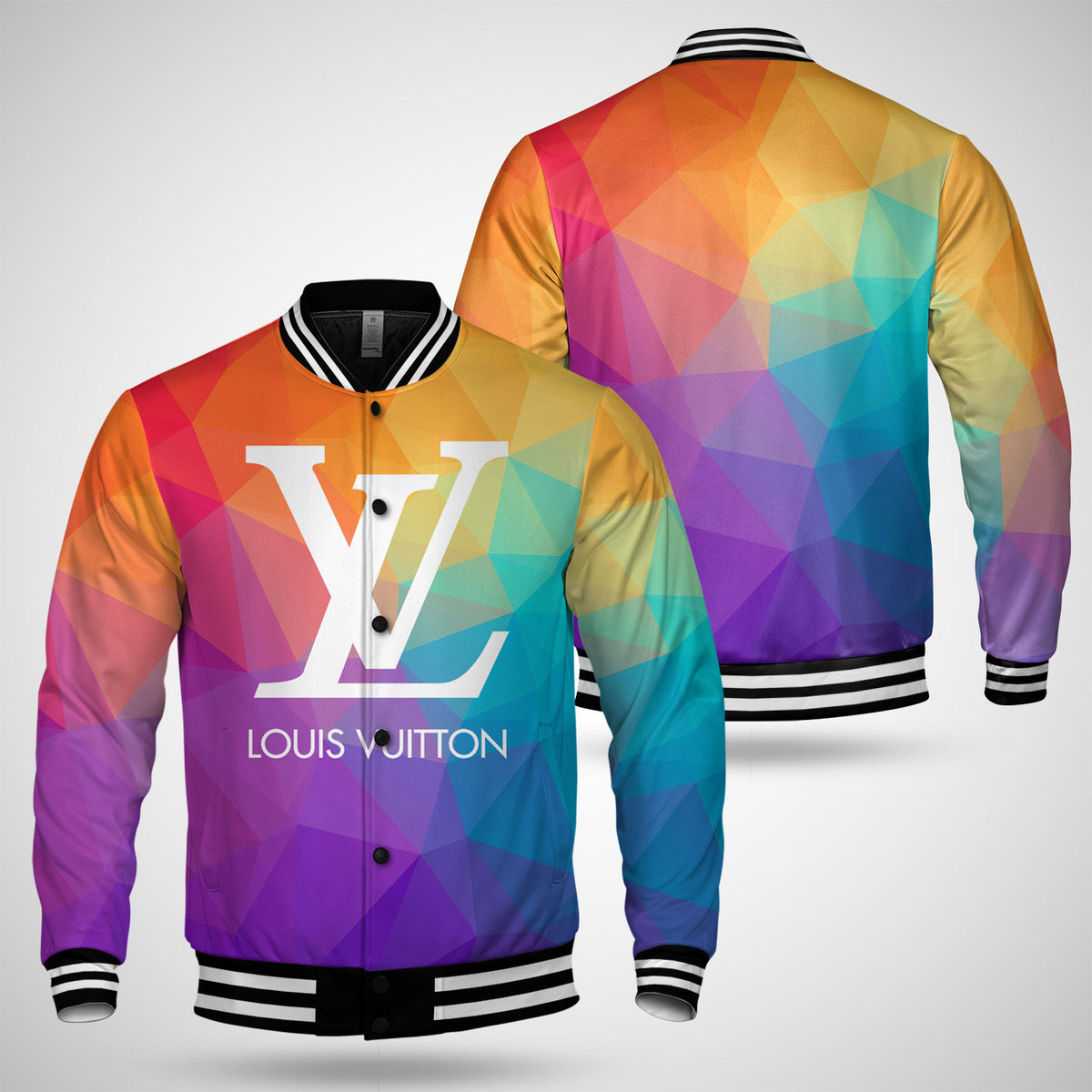 Louis Vuitton Rainbow Diamond Luxury Varsity Jacket