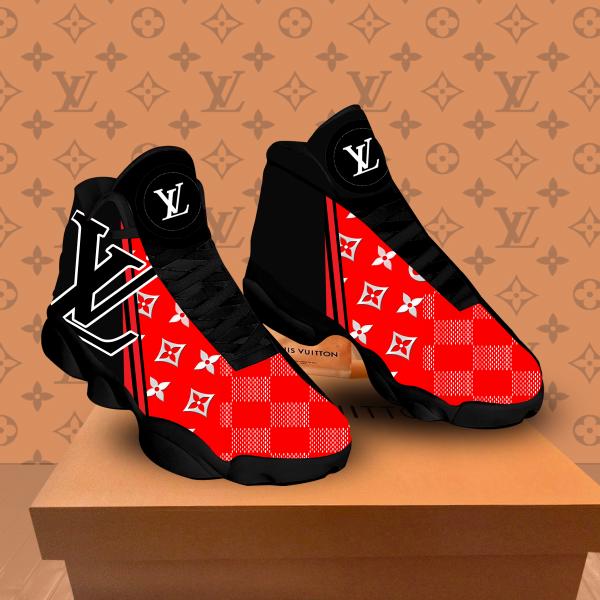 Louis Vuitton Red Checkered Jordan 13 Sneaker - Luxury Statement Piece
