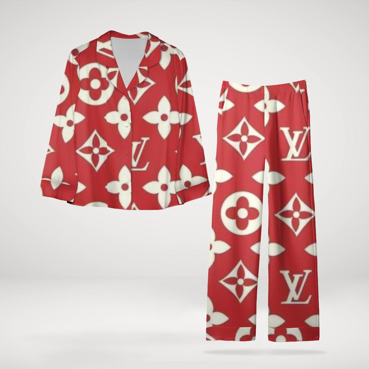 Louis Vuitton Red Monogram Sleepwear Set
