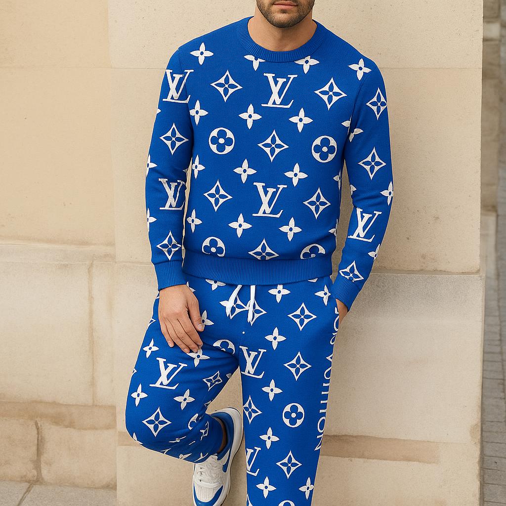 Louis Vuitton Royal Blue Monogram Sweater And Pants Set - Modern Luxury Gift