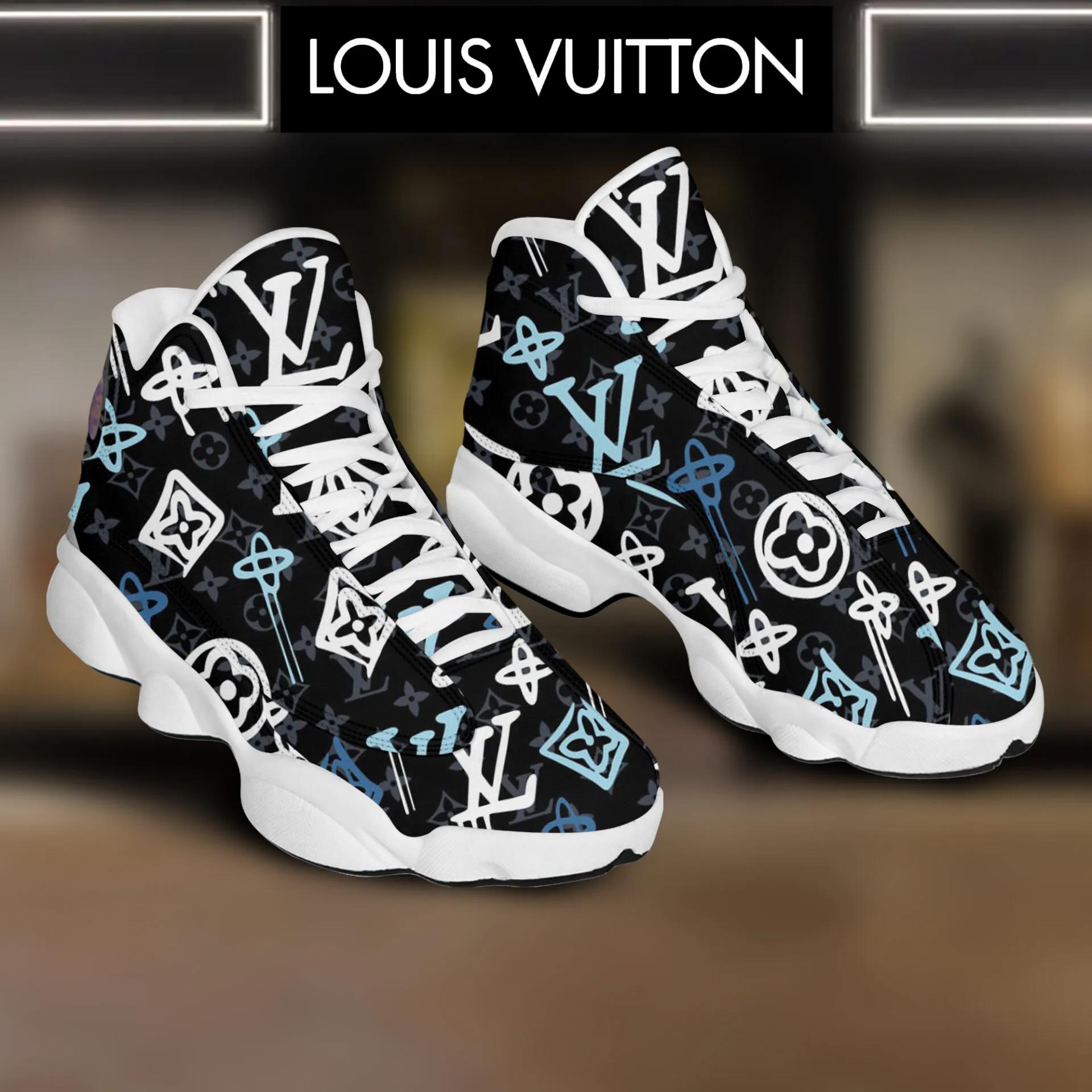 Louis Vuitton Statement Air Jordan 13 Sneaker Black and Blue