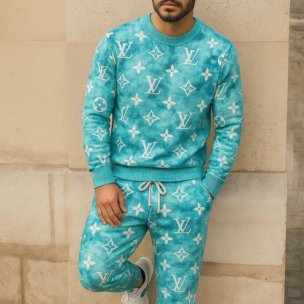 Louis Vuitton Statement Aqua Monogram Sweater And Pants Set