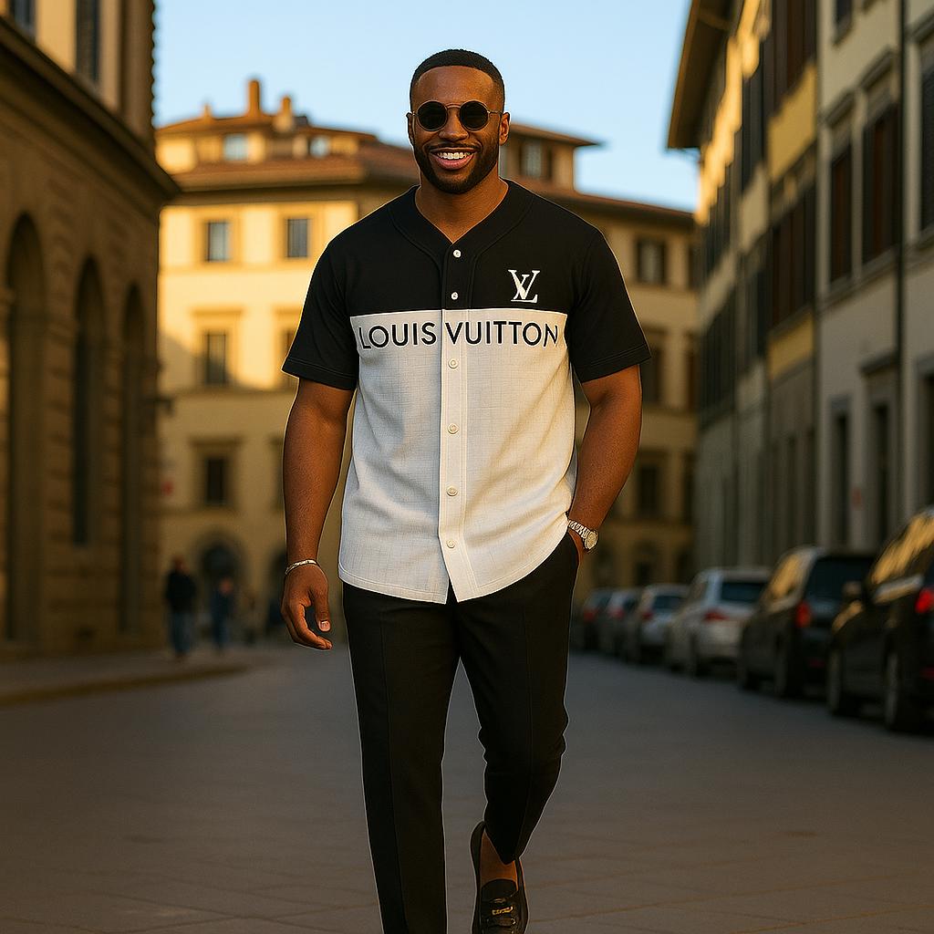 Louis Vuitton Statement Baseball Jersey Black and White Luxe Edition