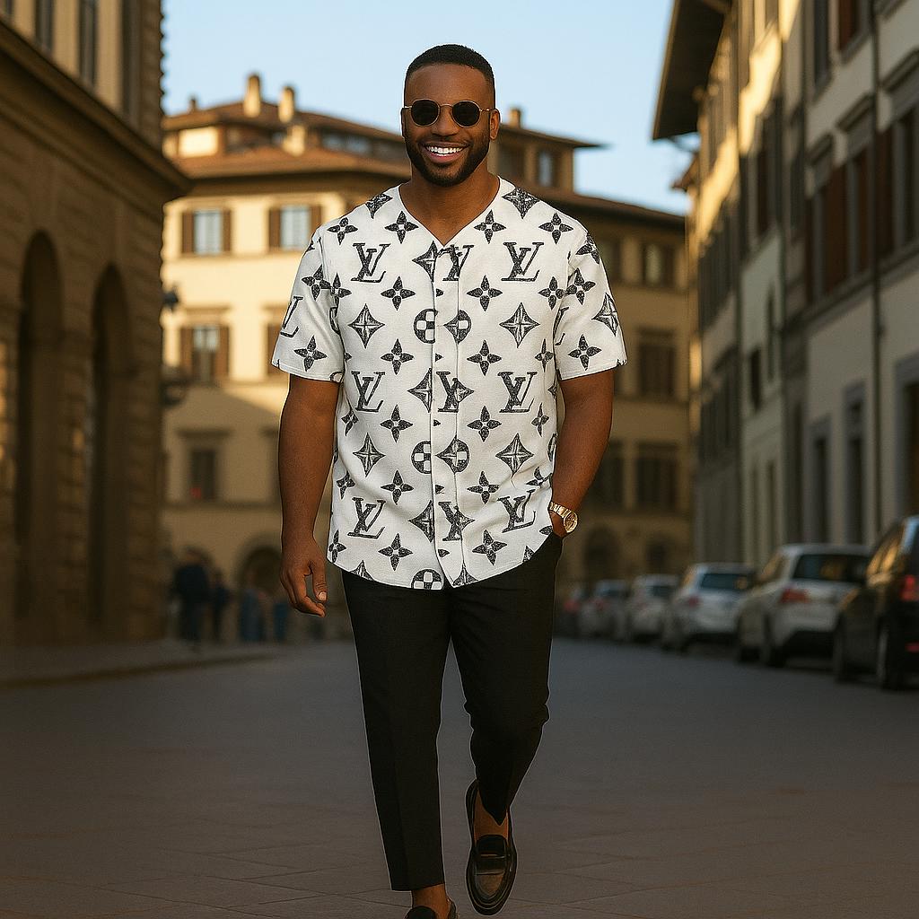 Louis Vuitton Statement Baseball Jersey with Monogram Print and Comfortable Fit