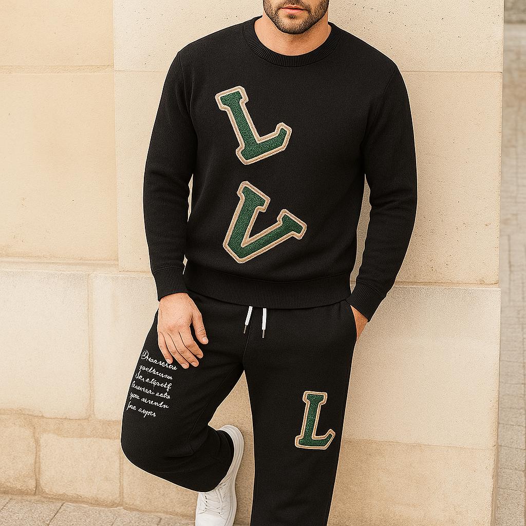 Louis Vuitton Statement Black And Green Sweater And Pants Set