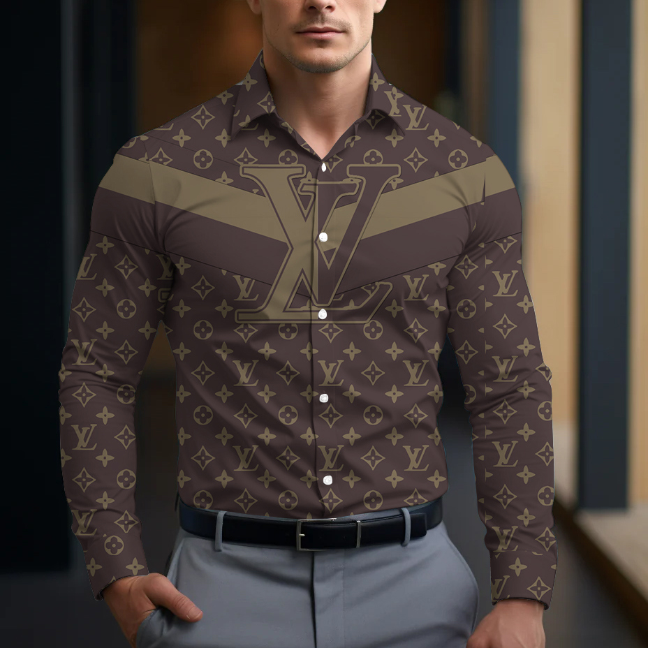 Louis Vuitton Statement Brown Monogram Long Sleeves Shirt